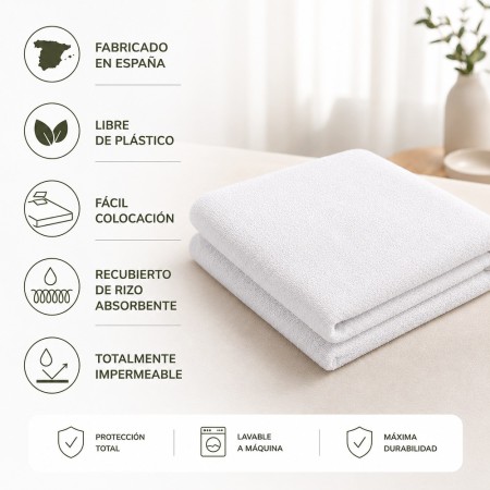 Protector Colchón Rizo + PE (Disponible en varios tamaños)
