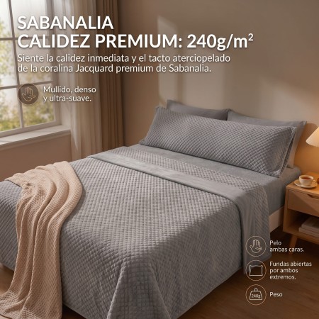 Juego de sábana jacquard de coralina
