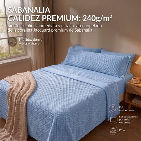 Juego de sábana jacquard de coralina