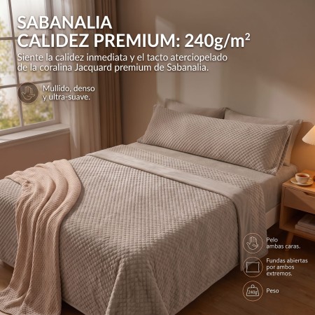 Juego de sábana jacquard de coralina