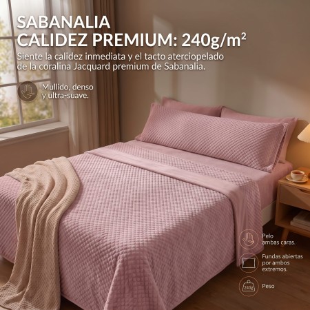 Juego de sábana jacquard de coralina