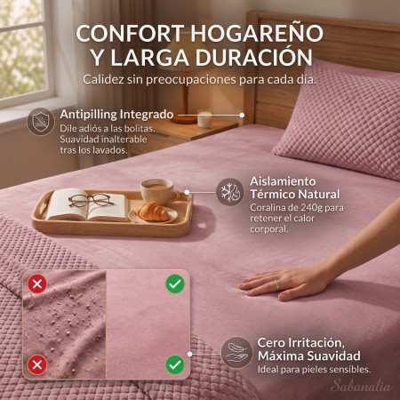 Juego de sábana jacquard de coralina